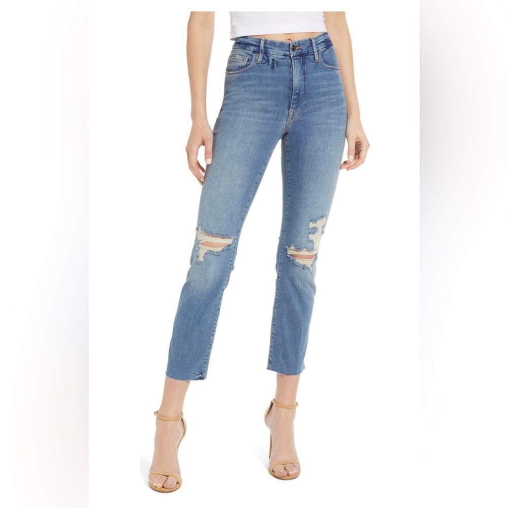 Good American Good High Waist Straight Ankle Jeans